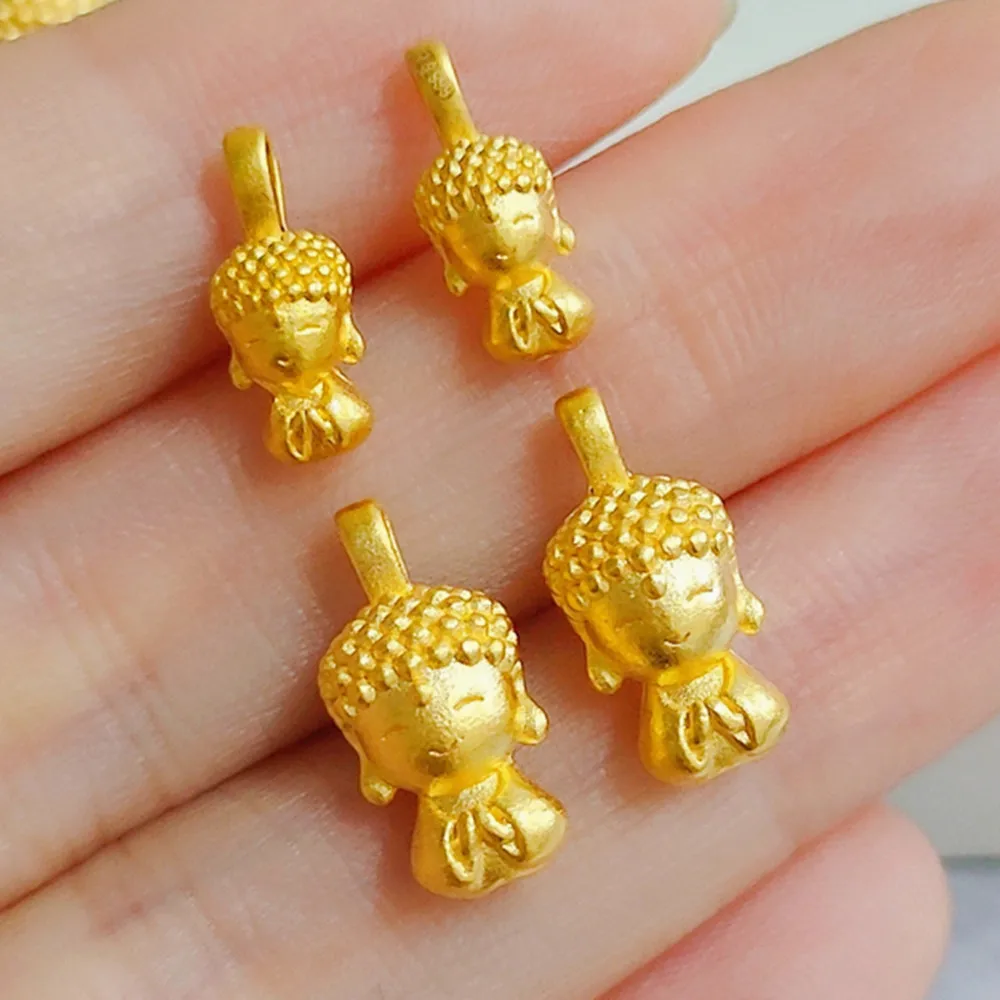 

1pcs Pure 999 24K Yellow Gold 3D Men Women Bless Mini Buddha Pendant