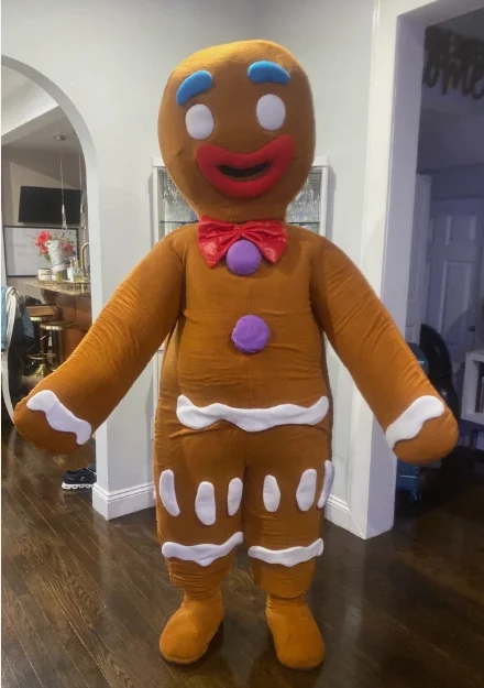New Adult Halloween Christmas Lovely Gingerbread Man Fancy Dress Cartoon Mascot Costume Plush Fancy Dress Mascot Costume