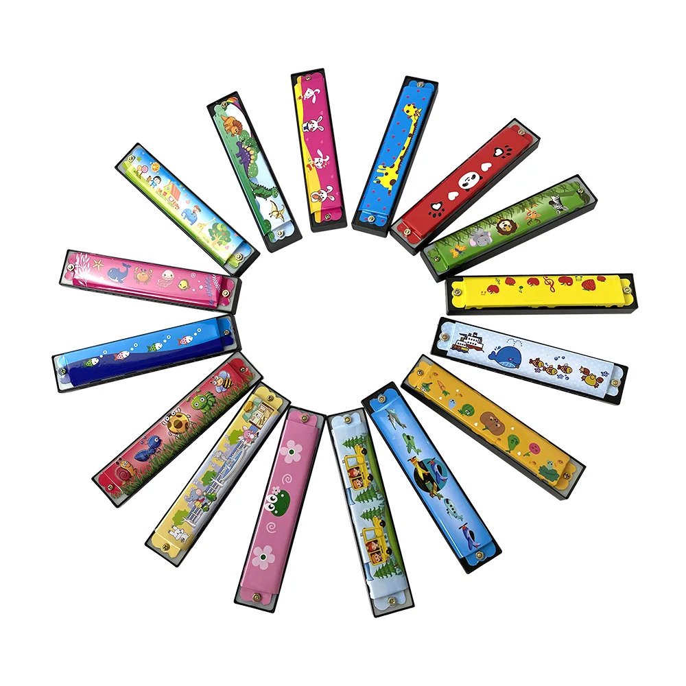 16-gaats schattig mondharmonica muziekinstrument Montessori educatief speelgoed cartoon patroon kinderen blaasinstrument kinderen cadeau kinderen