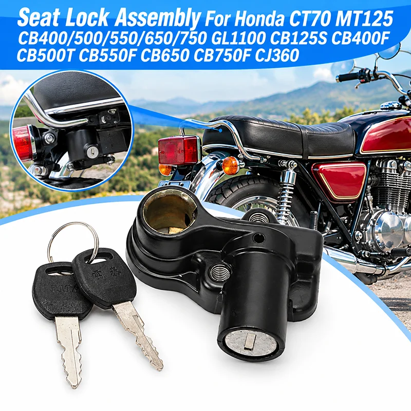 Seat Lock Assembly For Honda GL1100 CB125S CB400F CB500T CB550F CB650 CB750F CJ360 CT70 MT125 CB400 CB500 CB550 CB650 CB750