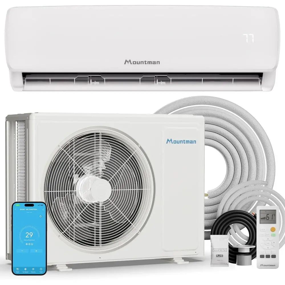 

12000Mini Split AC/Heating System with WII & Alexa,115V 19 SEER2 Wall-Mounted DuctlAC Units up to 750 Sq.t,Energy Eicient Invert