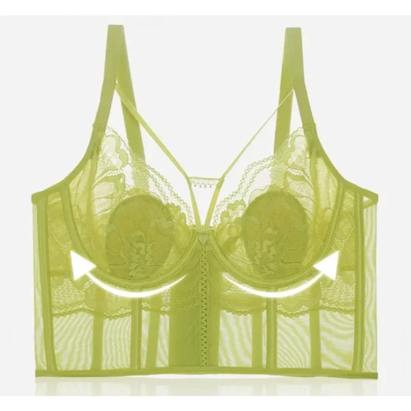 Women Lace Thin Cup Bra Soft Steel Ring Gathered Shaping Underwear Side Breast Collection Comfort Daily Lingerie Brassiere M-XXL