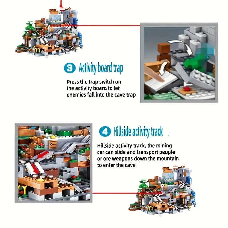 ピクセルワールド 森の洞窟 積み木セット - 大型で詳細なシーン構築キット（趣味の人のための）