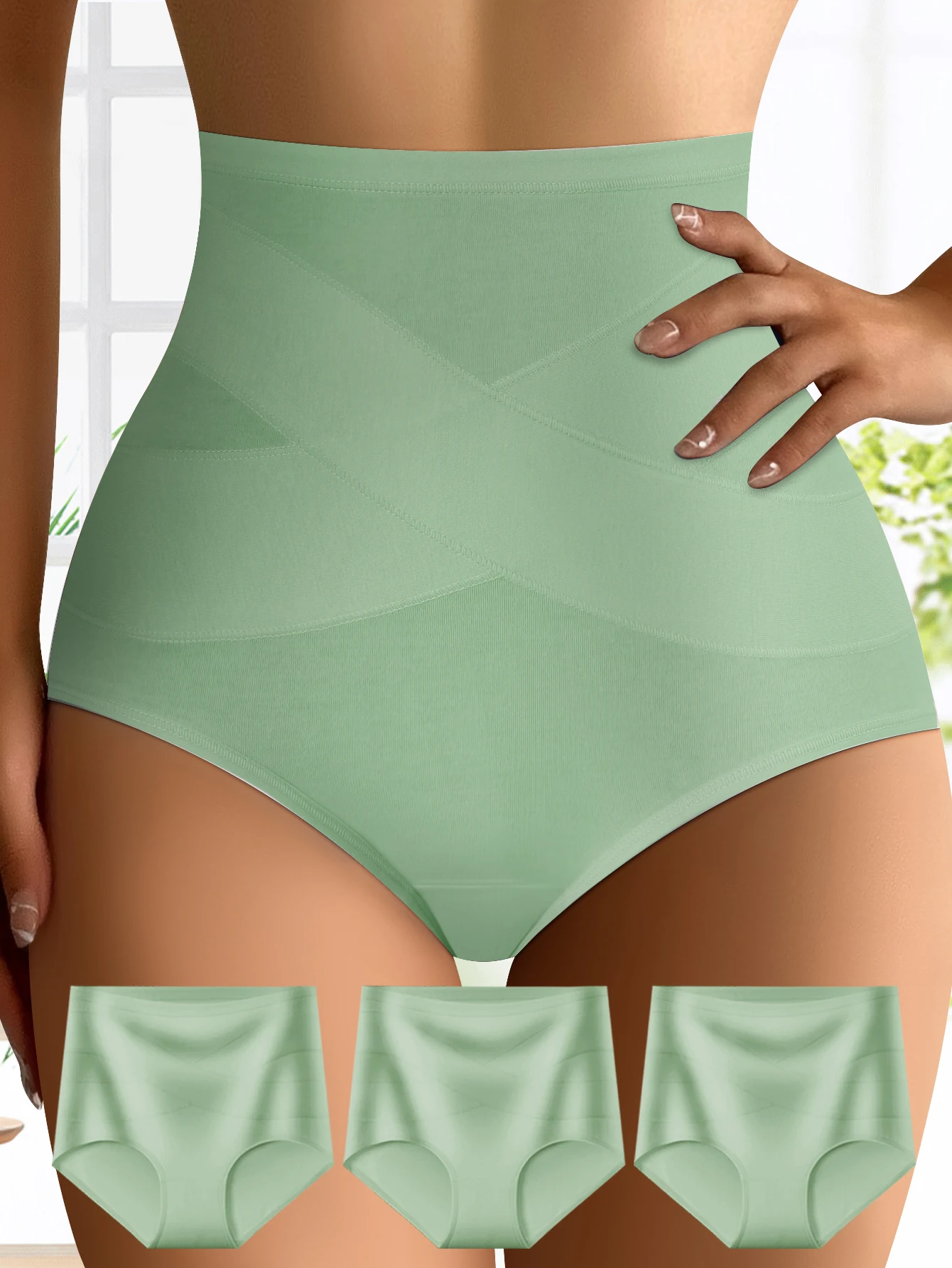 

Комплект из 3 женских трусиков с высокой талией, утягивающих живот и подтягивающих ягодицы, дышащие женские трусы