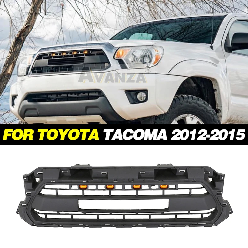 Front Grill With Led Lights Bumper Grille Auto Parts Accessories Decoration Fits For 2012-2015 Toyota Tacoma