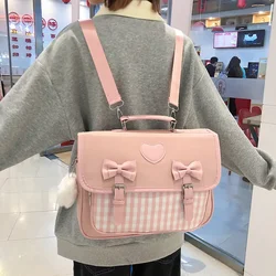 Students Backpacks for Women Teenagers Girls Cute Bow Schoolbag Trendy Travel Bag Y2k Backpack Handbag Shoulder Crossbody Bags