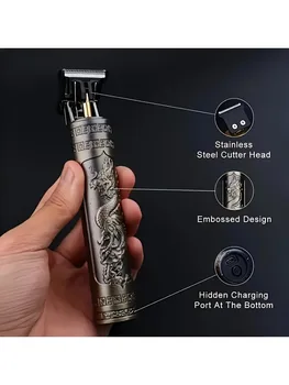 2025 T9 HairClipper Beard Shaving Body Hair Trimmer Clippers Electric Machine Men Haircut Machine 0mm Barber ShaverDragon Carved
