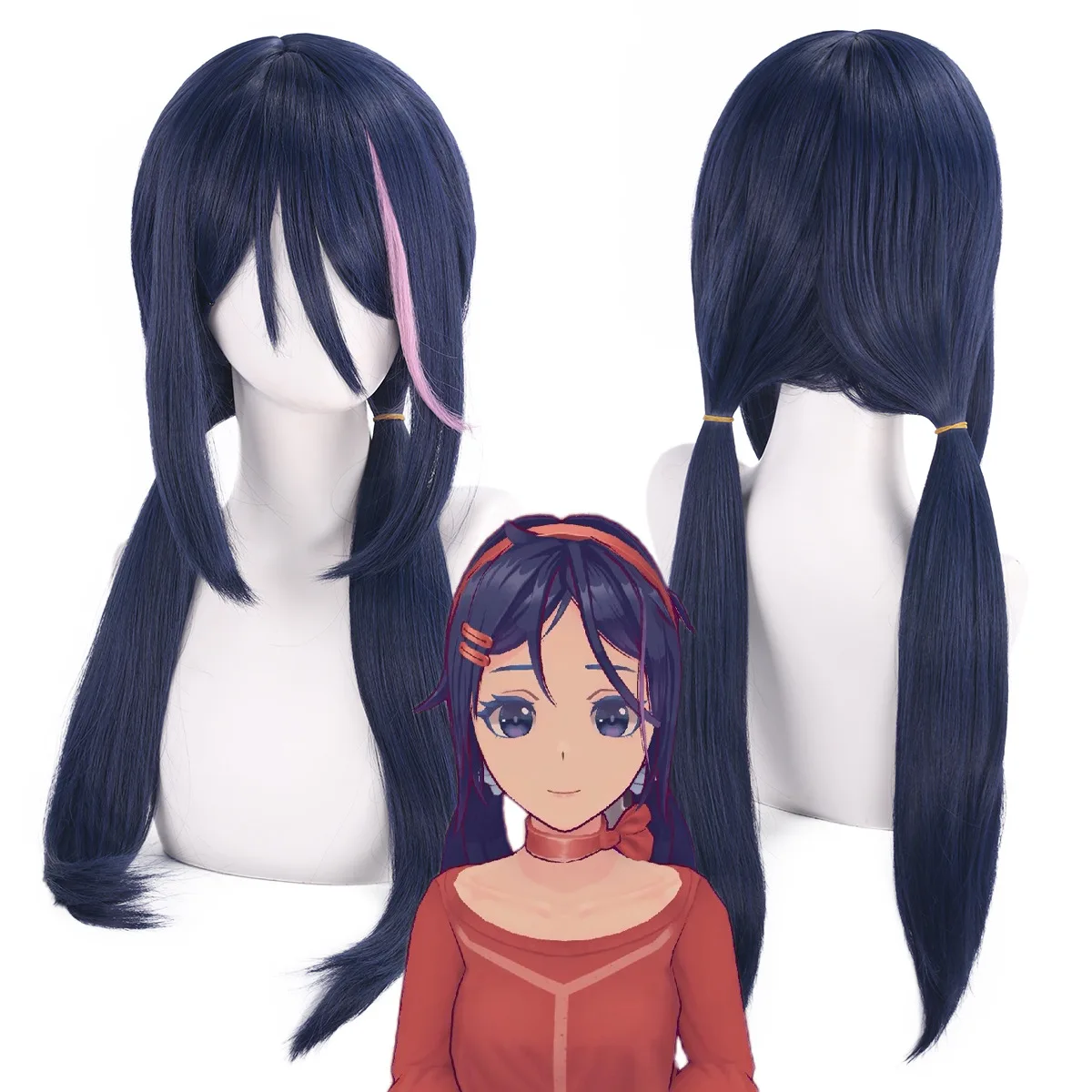 

Cyber-Ghost Kind Miside Mita Косплей Парик Twin Tails Аниме Розовые Длинные Волосы