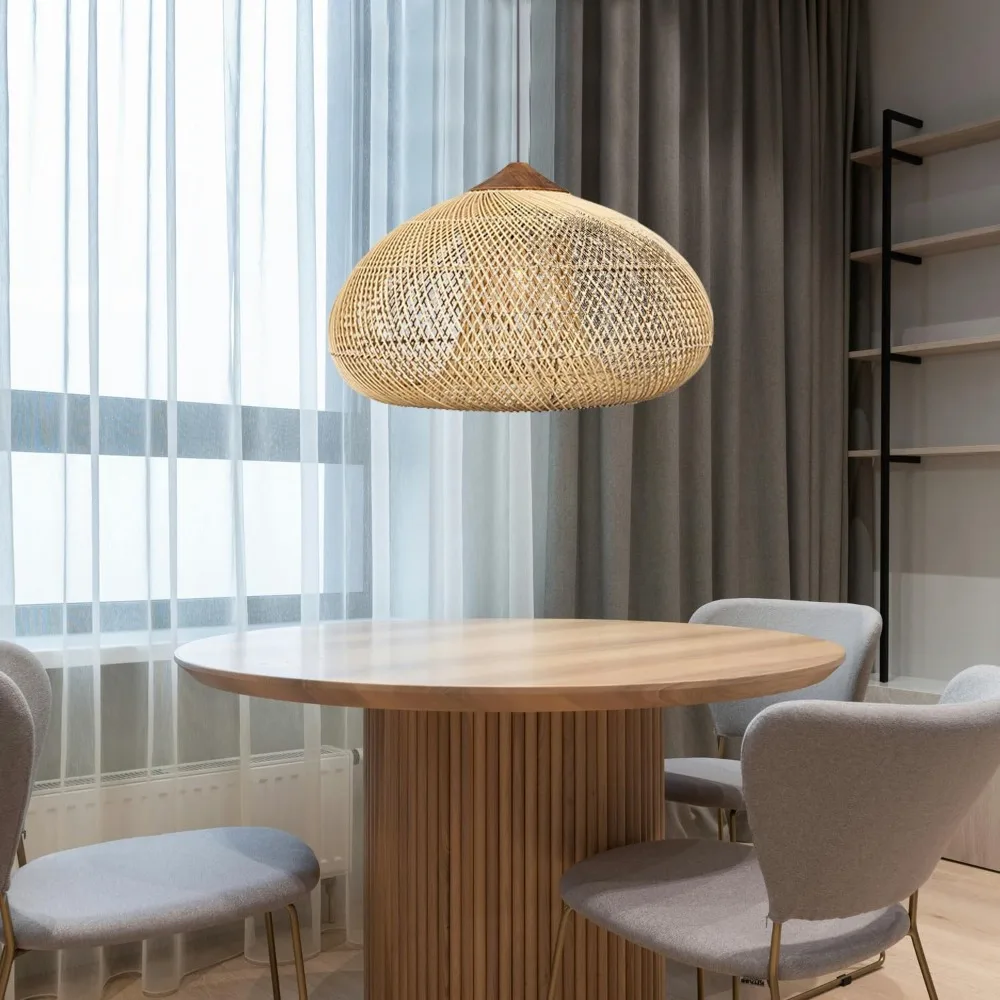 

Retro Rattan Pendant Lamp Japandi Wicker Hanging Lamp For Restaurant Tea Room Parlor Aisle Decor E27 Pendnat Light 60/80cm Beige