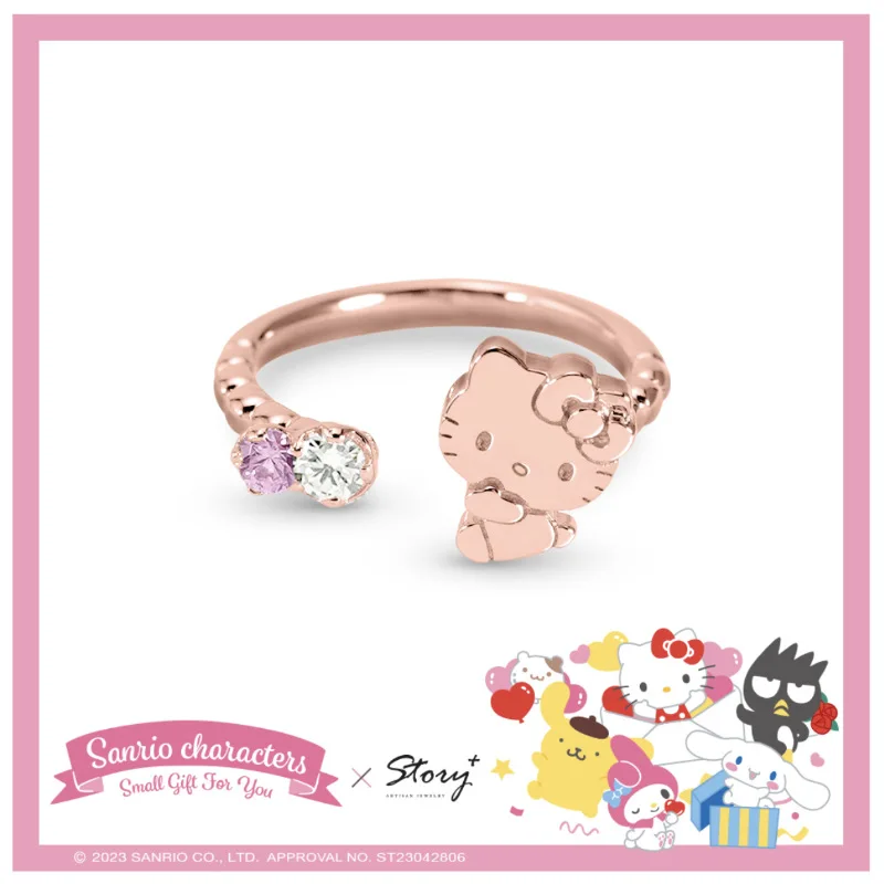 

Sanrio Hello Kitty кольцо с бантом и розовым бриллиантом, ожерелье с кристаллами, кольцо с героями мультфильмов, милый сладкий студенческий друг, подарок на день рождения
