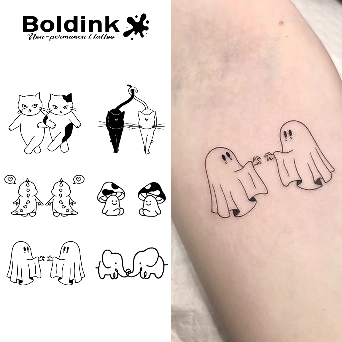 

Boldink Cute Duo Character Set Temporary Tattoo,Lasts To 15 Days New Technology Magic Waterproof Semi Permanent Sticker.