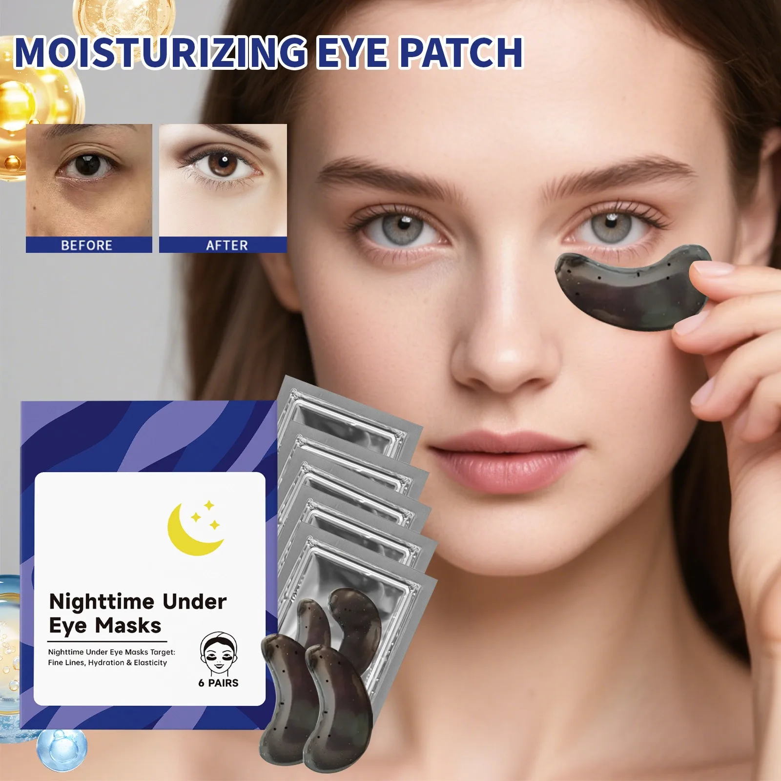 

Collagen Gel Eye Mask Patches for Night Use - Rejuvenating Under-Eye Treatment to Reduce Bags, Dark Circles & Puffiness 6 Pairs