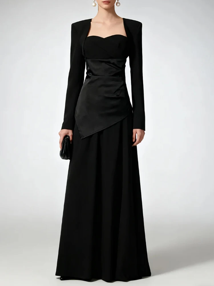 2025 женский винтажный тонкий комплект из трех предметов во французском стиле с квадратным воротником и рукавами, топ с высокой талией, шикарная юбка для торжественного ужина, новинка 2025 женский винтажный тонкий комплект из трех предметов во французском стиле с квадратным воротником и рукавами, топ с высокой талией, шикарная юбка для торжественного ужина, новинка