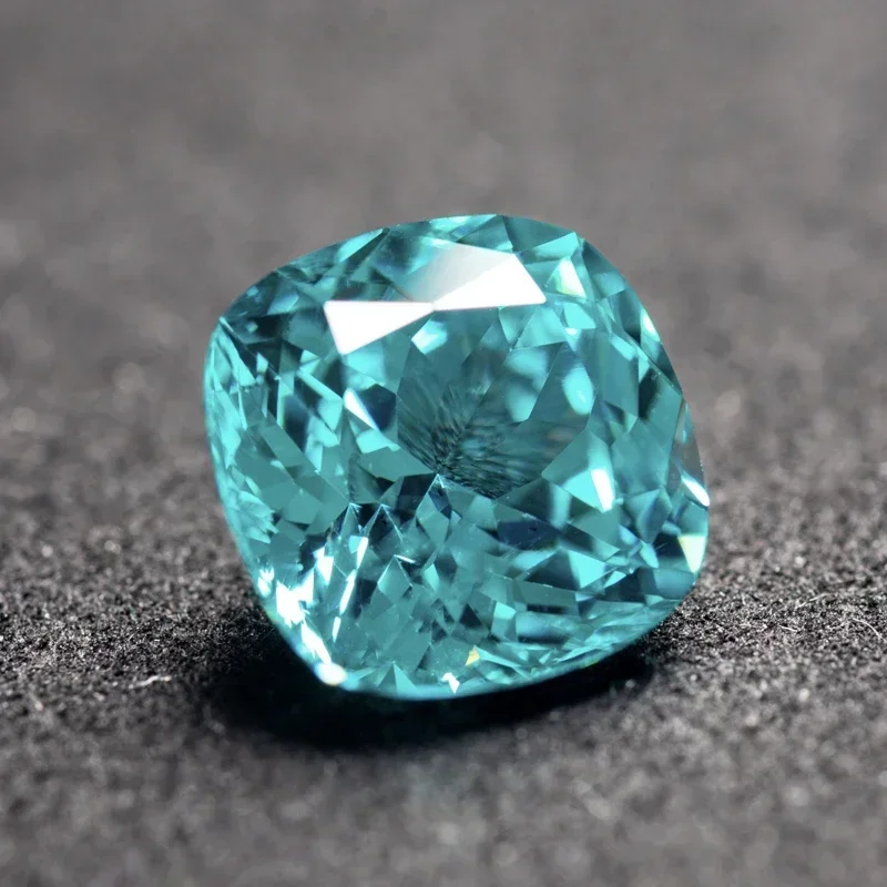 Paraiba-Saphir cultivé en laboratoire, Coussin carré, Breloques VVl's, Bijoux avancés de bricolage, Matériaux exécutifs, Certificat AGL sélectionnable