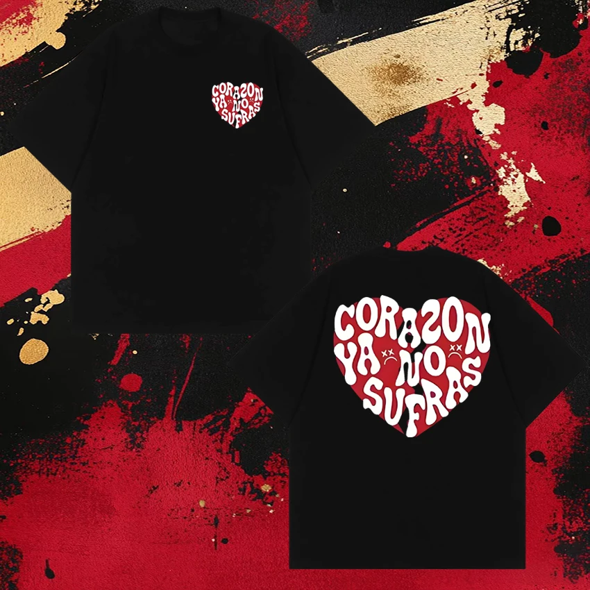 

Singer Junior H No Sufras Double Sided print T shirt Men Women Fashion Oversized Tops Unisex 100% Cotton short sleeve T-shirts