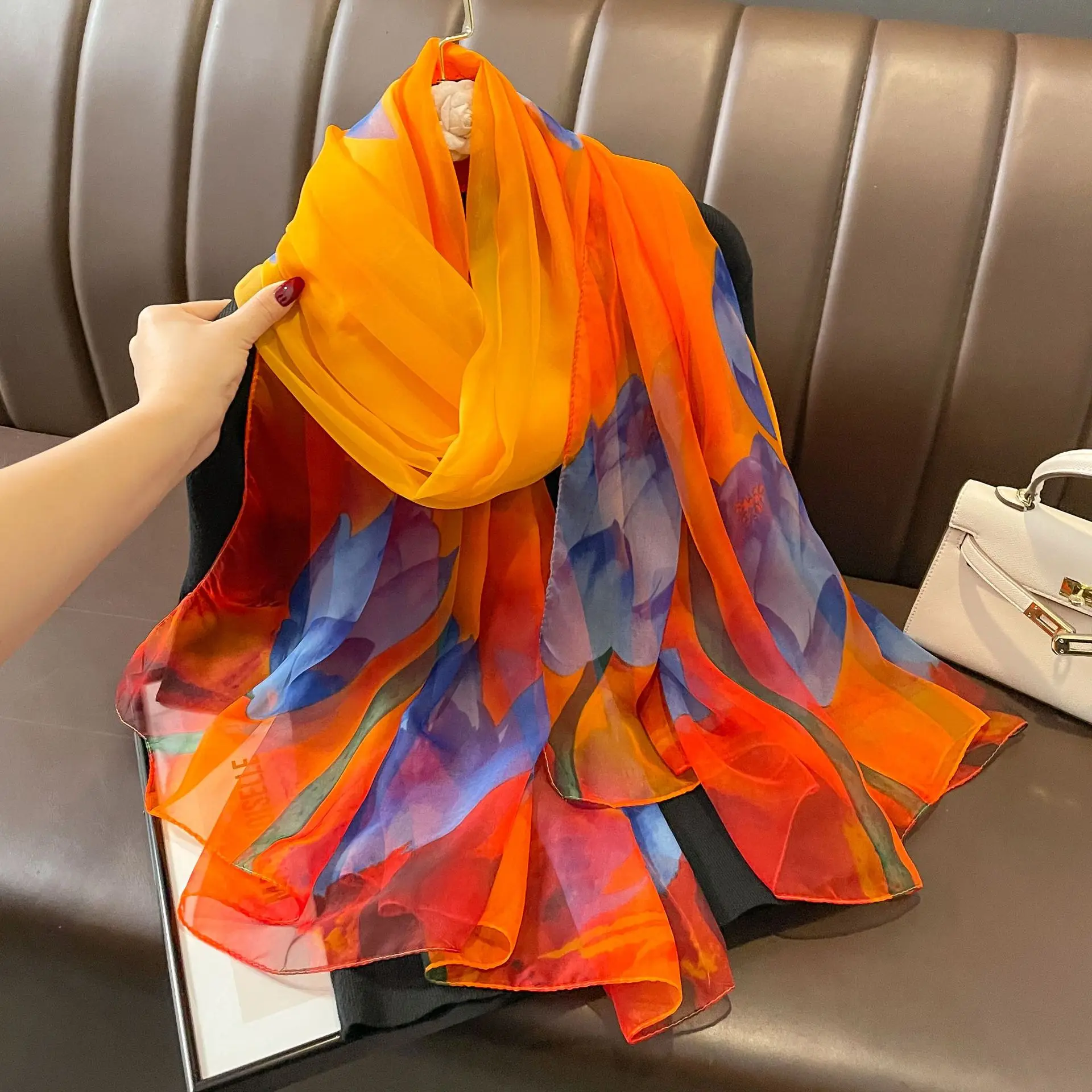 

Beach Stoles Wraps Large Shawls Silk Scarf Foulard Female Hijab Scarves Fashion Wraps Women Hijab Neckerchief Headband Bandana