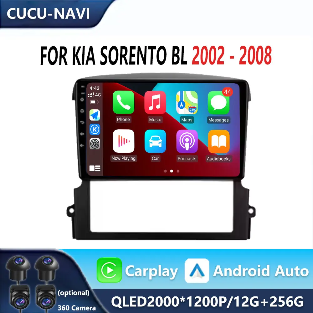 Android Auto  For Kia Sorento BL 2002 - 2008 Car Video Multimedia Player  Bluetooth Navigation QLED IPS Screen