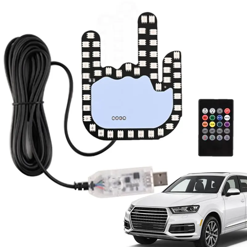 

LED Hand Gesture For Car Car Finger Light With Remote Rear Window Sign Funny Finger Vehicle Accessories For Automotive Truck