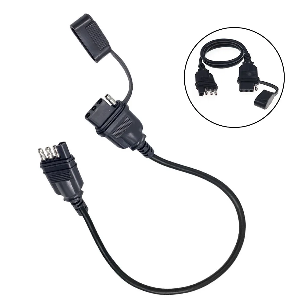 12 Inch 4 Pin Flat Trailer Extension Cable Featuring 18 AWG Pure Copper Wire and Sealed Dust Cover on Female End