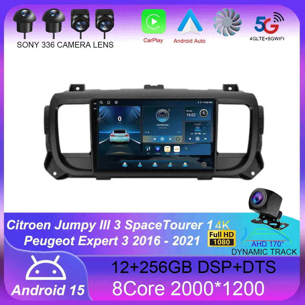 

Android 15 Carplay For Citroen Jumpy III 3 SpaceTourer 1 For Peugeot Expert 3 2016 2017 2018 - 2021 Car Radio Multimedia Player
