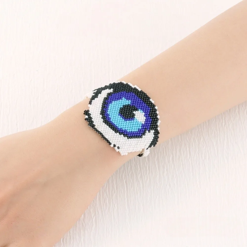 Sweet Adjustable Beaded Bracelet Vintage Fashion Demon Eyes Hand Chain Exquisite Aesthetic Lip Biting Bangle Women