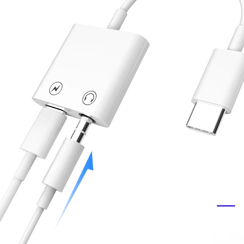 Kebiss 2 In 1 Splitter AUX Cable adattatore OTG per Samsung Xiaomi Redmi Huawei USB C a Type C aggiungi connettore di linea Audio Jack da 3.5mm