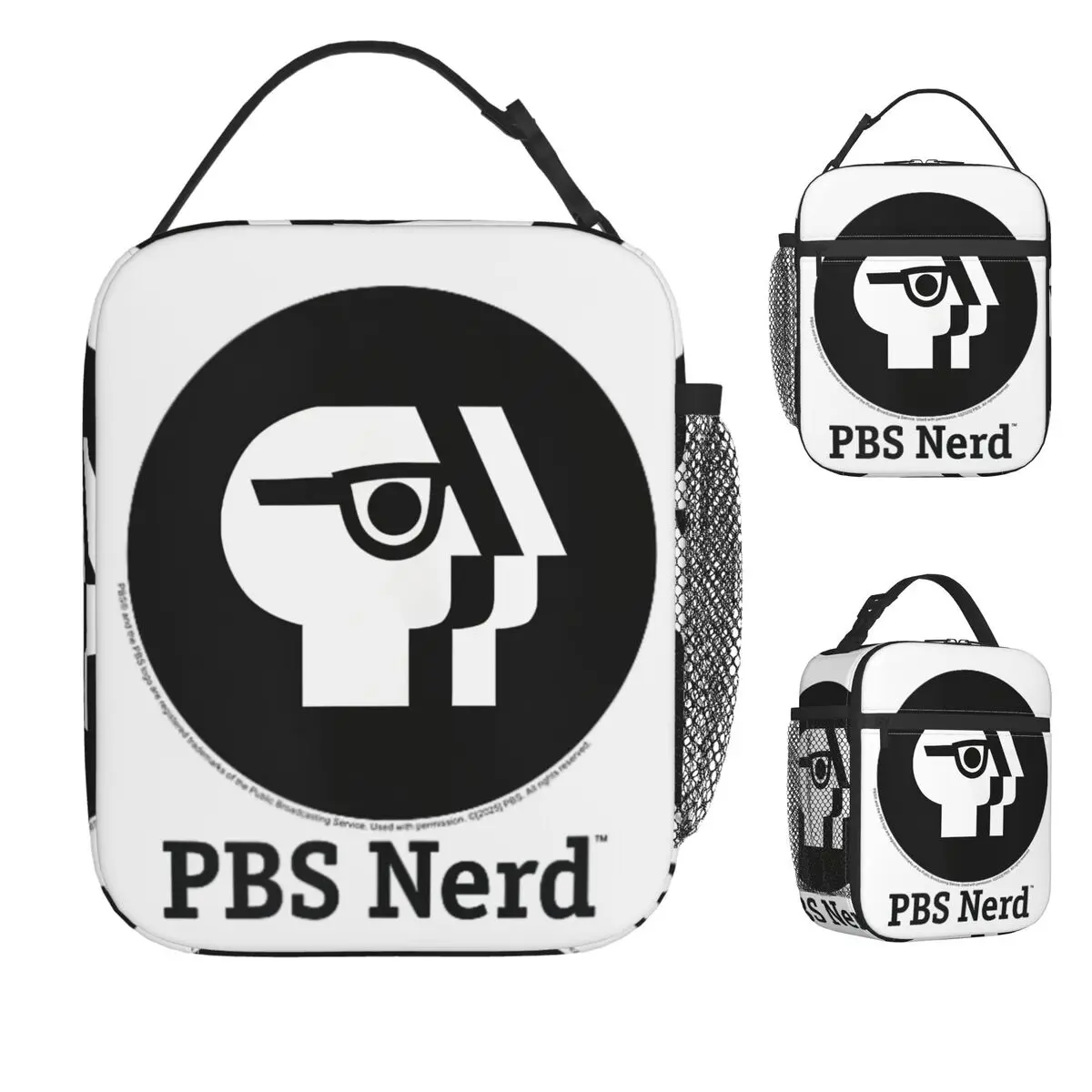 

PBS Круглая черная сумка для обеда с логотипом PBS Nerd для общественного трансляции для взрослых, ланч-бокс, школьная сумка-холодильник, термосумки для обеда