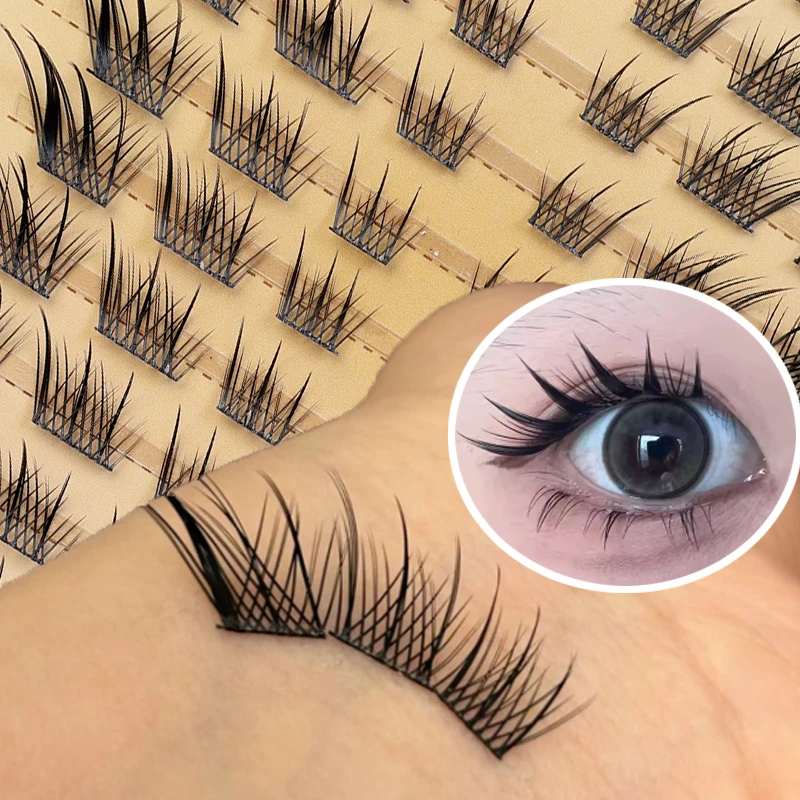 Katzenaugen-Cluster-Wimpern, 3D-Nerz, wiederverwendbar, flauschig, dünn, einzelne Wimpernverlängerung, natürliche Augenschwanzverlängerung, segmentierte Wimpern