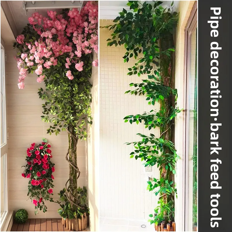 

Simulation of green plants fake bark pipe decoration package column downpipe cover beautify indoor balcony artificial landscape