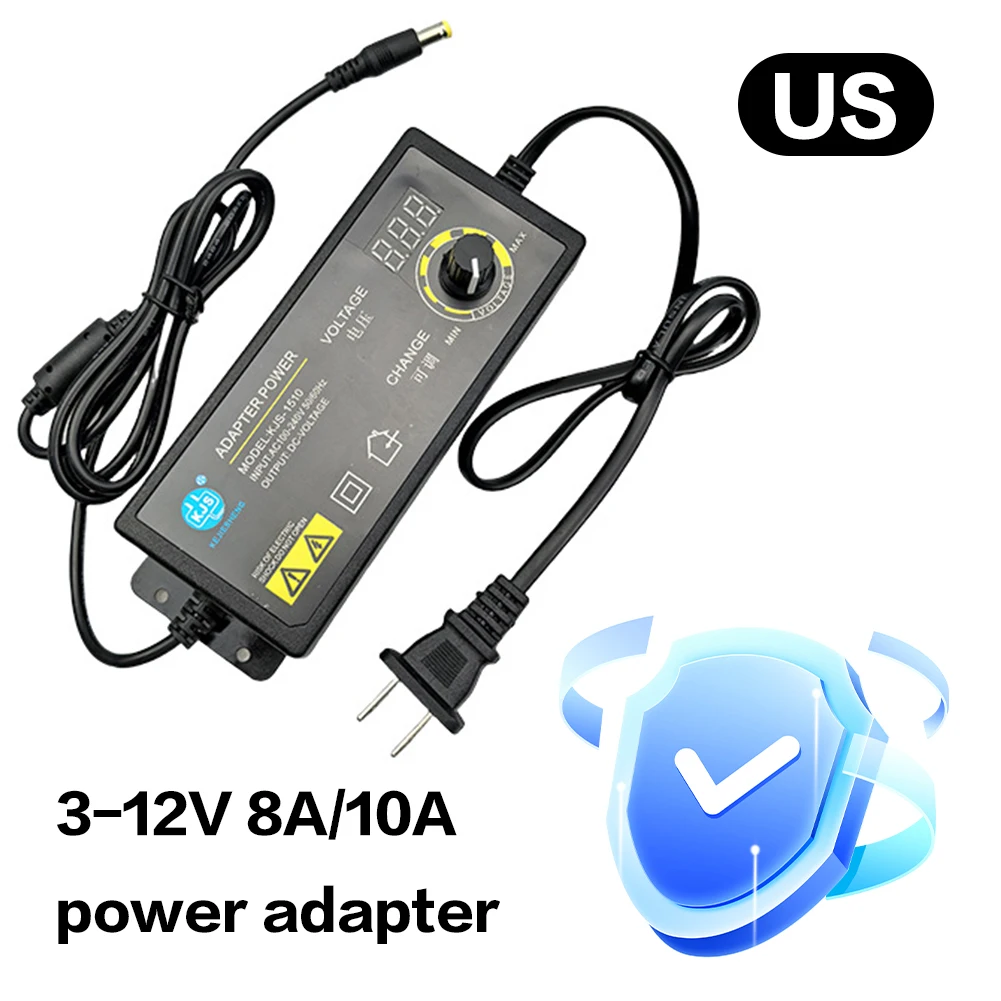

Адаптер питания 3-12В 8А с LED-индикатором, регулируемый, для светодиодных лент и роутеров