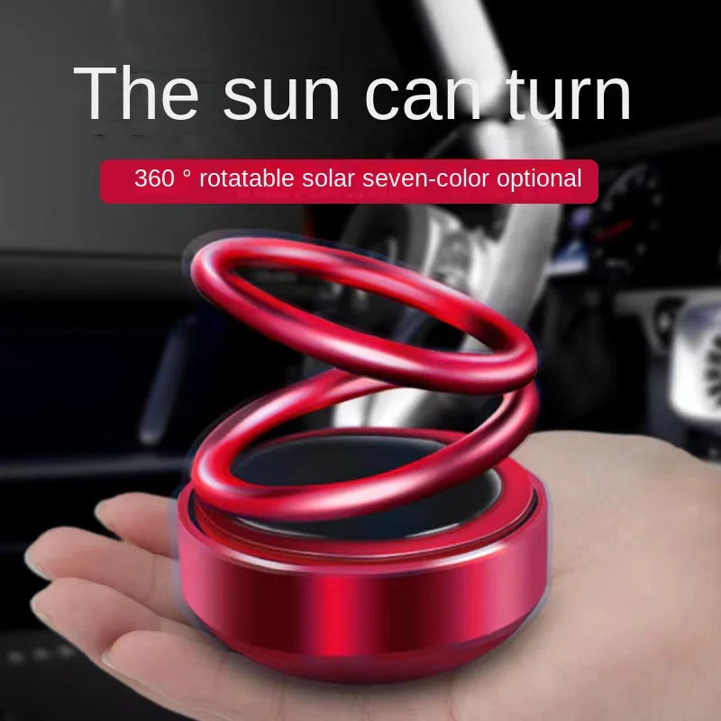 Car mounted aromatherapy solar double ring suspension rotating ornament creative car interior decoration