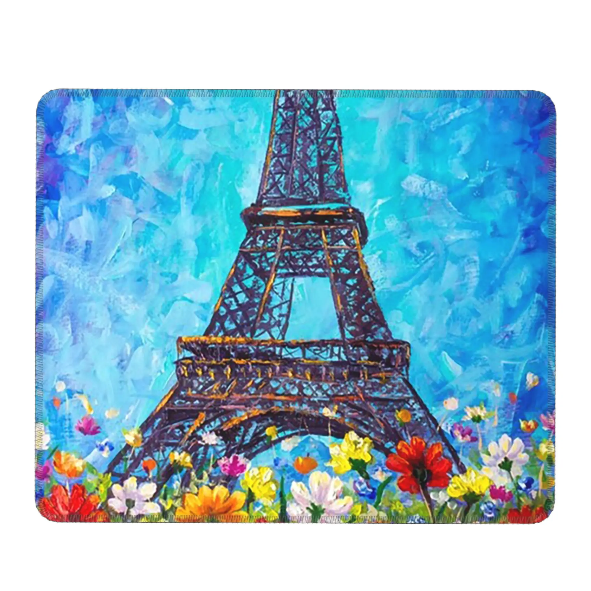 The Beautiful Eiffel Tower And Flower Mouse Pad Computer Keyboard Mouse Mat Gamer Laptop Desk Mat Office Accessories Table Mats