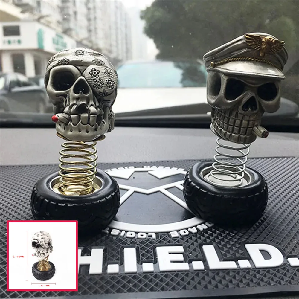 

Автомобильные украшения Автоматически качающийся череп Весенняя голова Украшения интерьера автомобиля с подсолнечником Платок с сигаретой