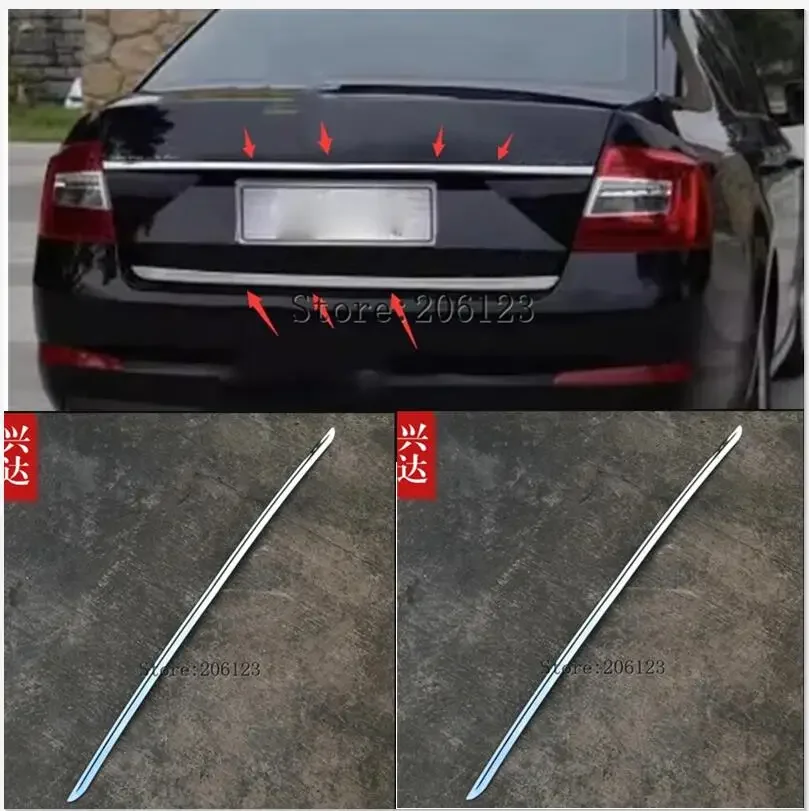 Nadające się do 2014-2017 dla skoda Octavia A7 CHROME na tylny bagażnik drzwi bagażnika pokrywa wykończenia tylnej klapy formowanie ozdobne taśmy akcesoria