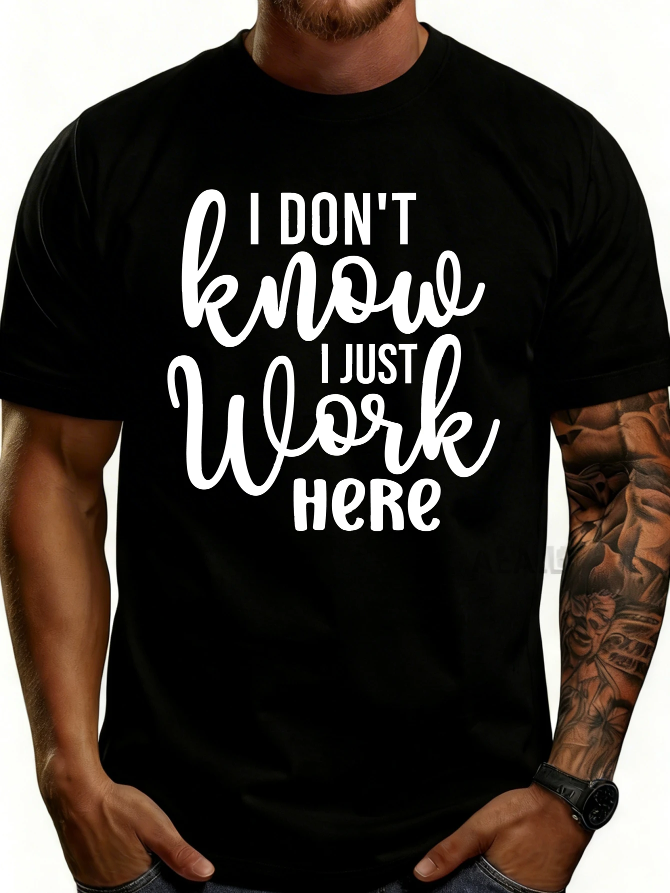 Men's Plain Graphic T-Shirt - Breathable, Soft, Lightweight - I Didn'T Know I Just Work Here - Vintage Fun Graphic Casual Short Sleeve Summer Top, Gift for Him