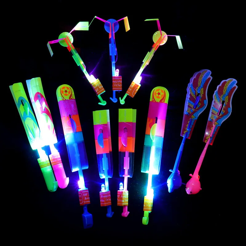 

Amazing Light Toy Arrow Rocket Helicopter Flying Toy LED Light Toys Party Fun Gift Rubber Band Catapult Wholesale Toys