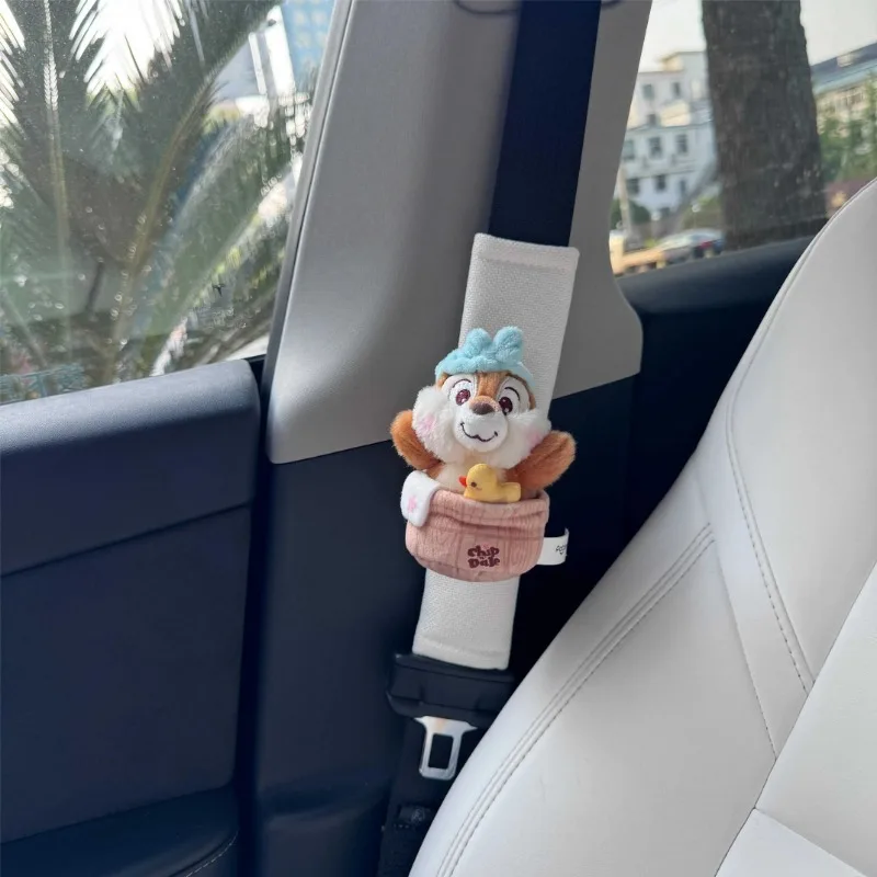 Anime Cartoon Disney Chip \'n\' Dale Plush Doll Car Seat Belt Cover Kawaii Wear Resistant Anti Slip Sleeve Interior Accessories