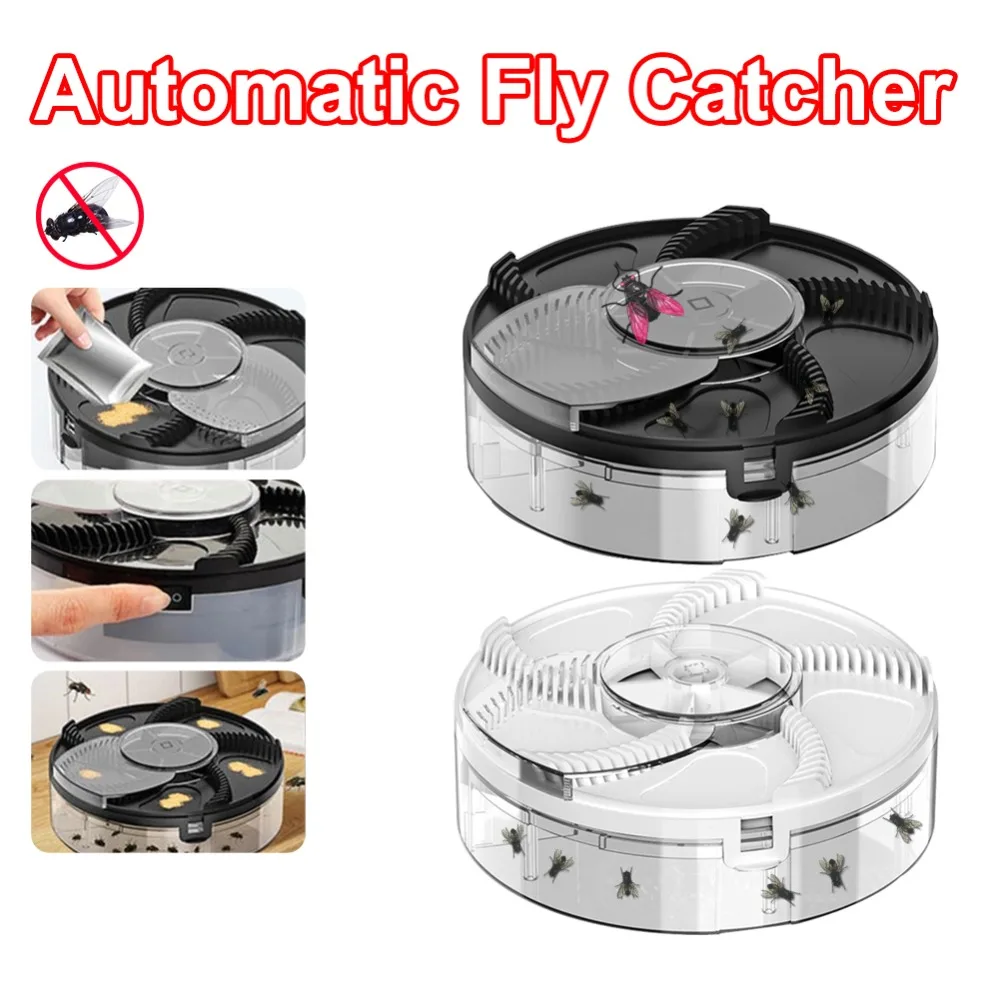 New Automatic Flycatcher USB/Rechargeable Rotating Flies Killer Detachable Electric Fly Trap for Household Kitchen
