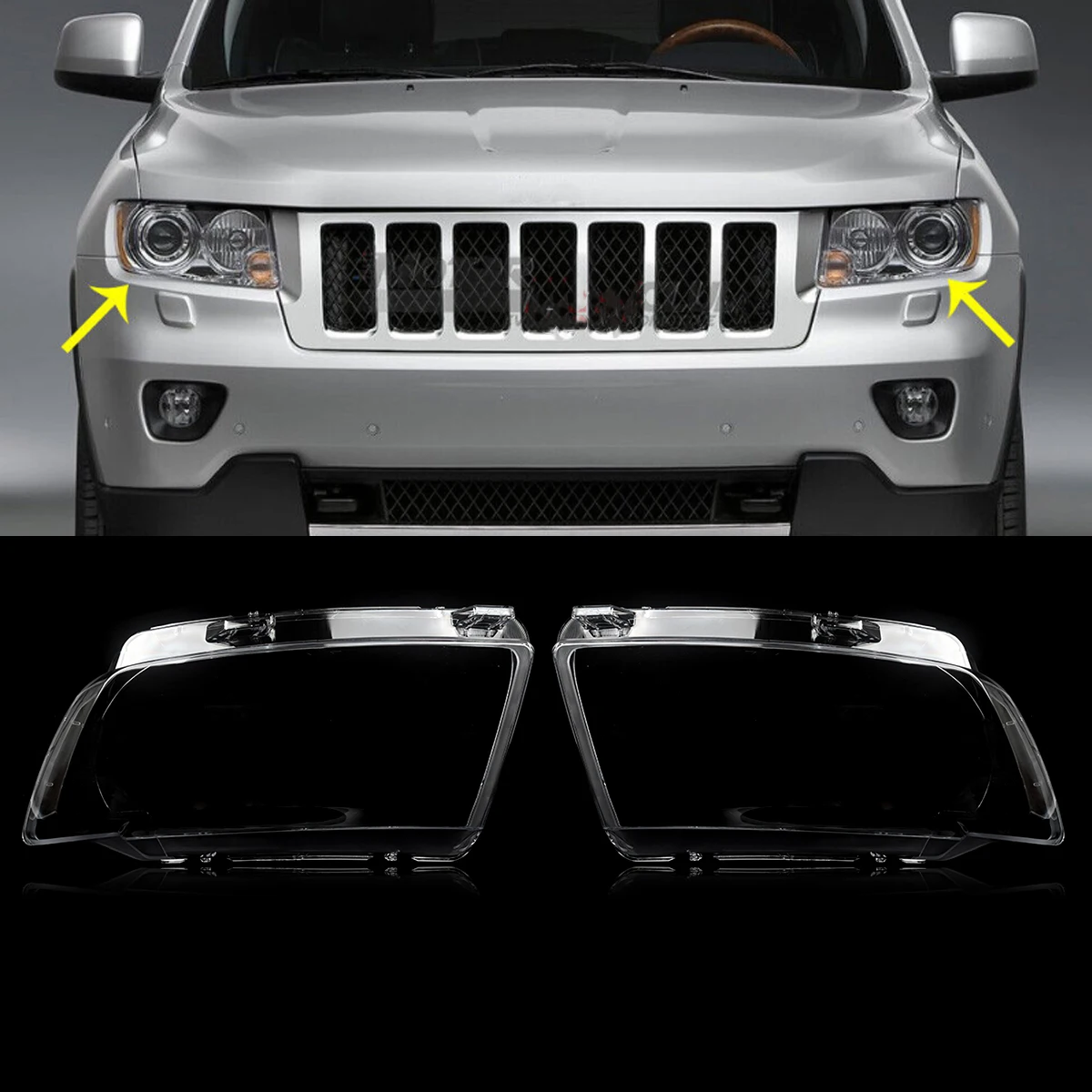 

Крышка объектива передней фары для Jeep Grand Cherokee 2011 2012 2013, прозрачная левая + правая