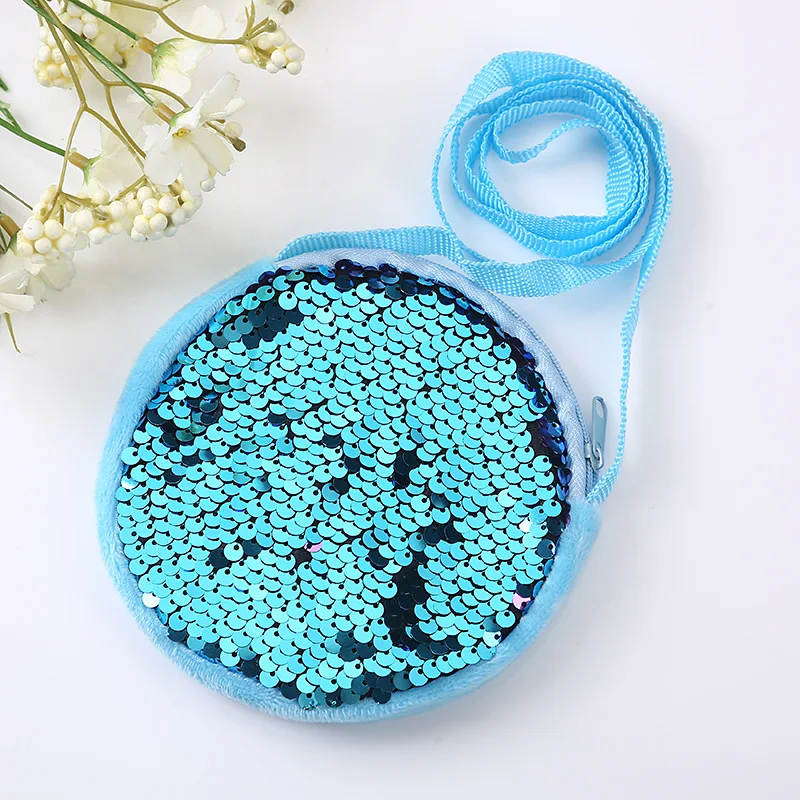 Mini Exquisite Children's Bag Girls Crossbody Bag Fashion Girls Baby Cute Plush Sequins Round Shoulder Bag Daily With