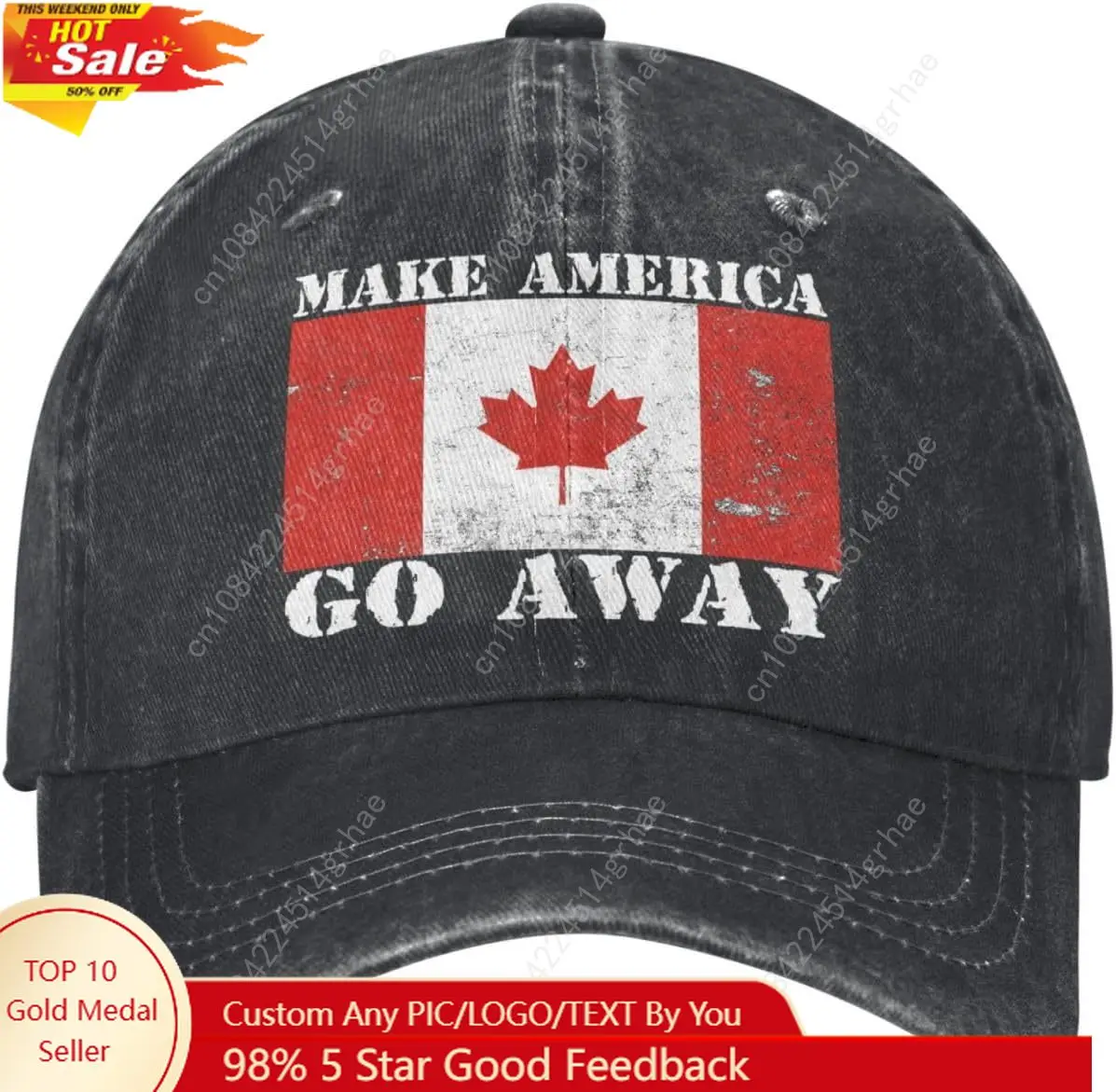 

Make America Go Away Hats for Women Canadian Flag Canada Baseball Hat Make America Go Away hat