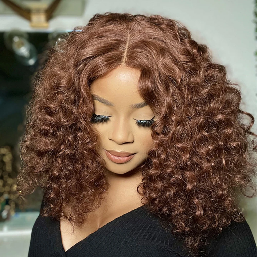 250% Density Brown Color Water Wave Lace Frontal Wig For Women 13x4 Hd Lace Wig Glueless Indian Virgin Hair Closure Wig