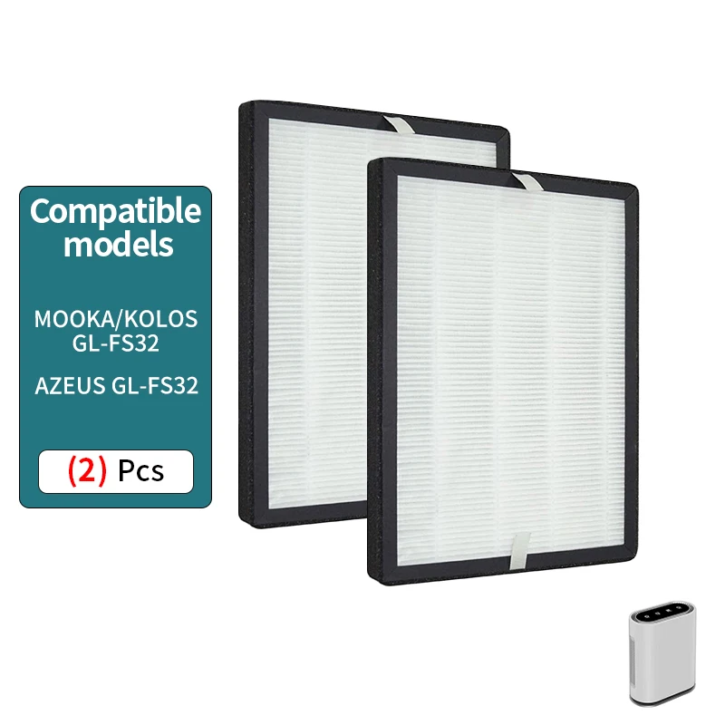 HEPA Air Replacement Filter Set Compatible with Compatible with MOOKA/KOIOS GL-FS32 and AZEUS GL-FS32 Large Room,2 pack