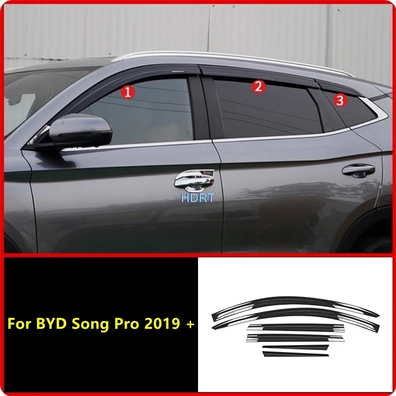 

Fit For BYD Song Pro 2019 + Car Style Side Window Visor Awning Shelter Weather Shield Sun Rain Deflector Shade Cover Accessories