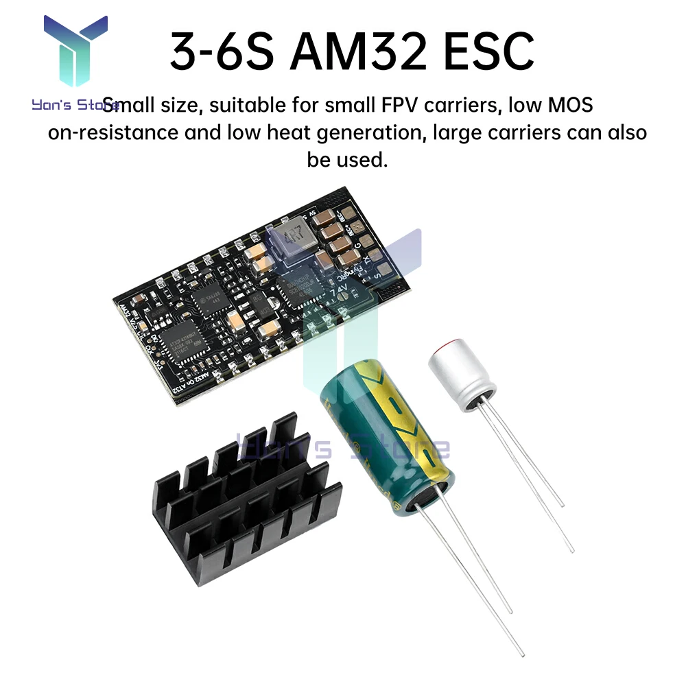 3-6S AM32 ESC V2.5 75A ESC sin escobillas de un solo cuerpo, modelo de coche sellado dorado, máquina cruzada BEC, modelo RC FPV, Control principal de avión