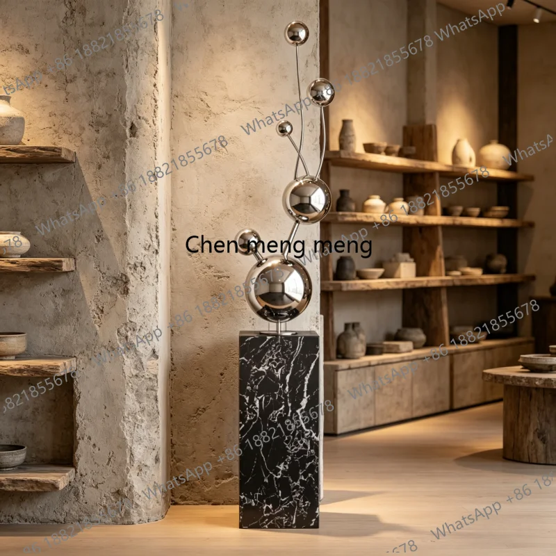 

Luxury-Style Stainless Steel Geometric Ball Metal Floor Artwork for Modern Decor