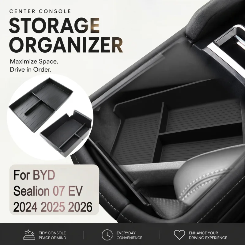 

Car Armrest Storage Box For for BYD Sealion 07 EV 2024-2026 Center Console Storage Box Central Lower Layer Organizer Tray