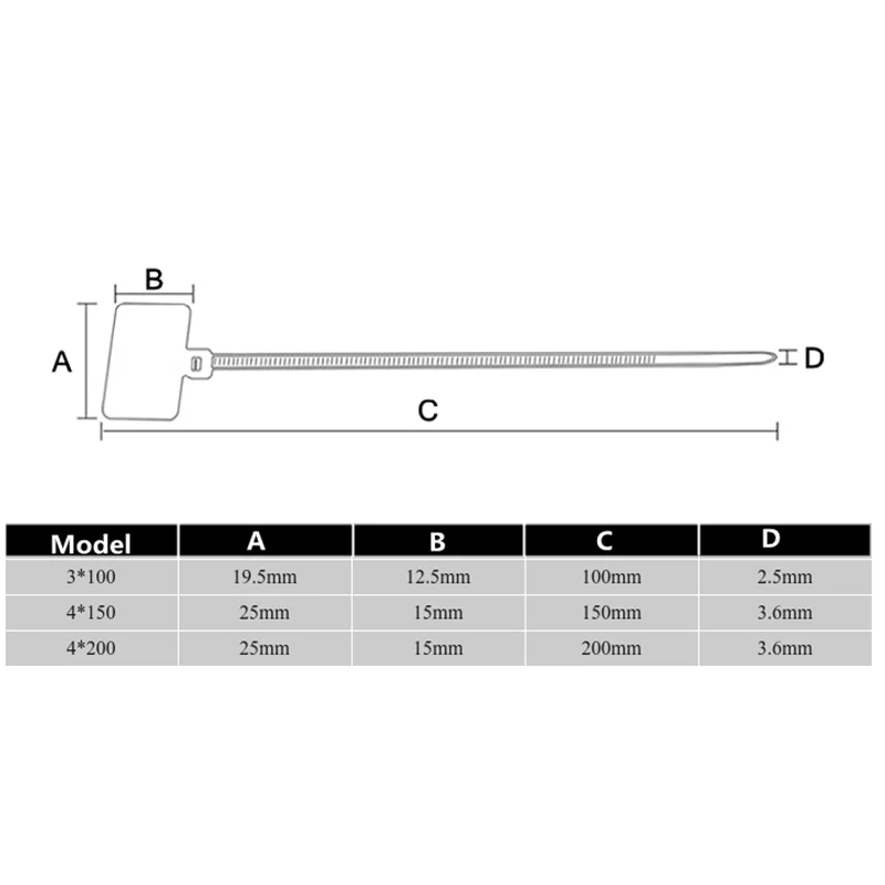 Colorful Nylon Cable Ties Plastic Label Strapping Tape Easy Mark Tag Labels Self-locking Zip Ties Mesh 4x150mm 3x100mm 4x200mm