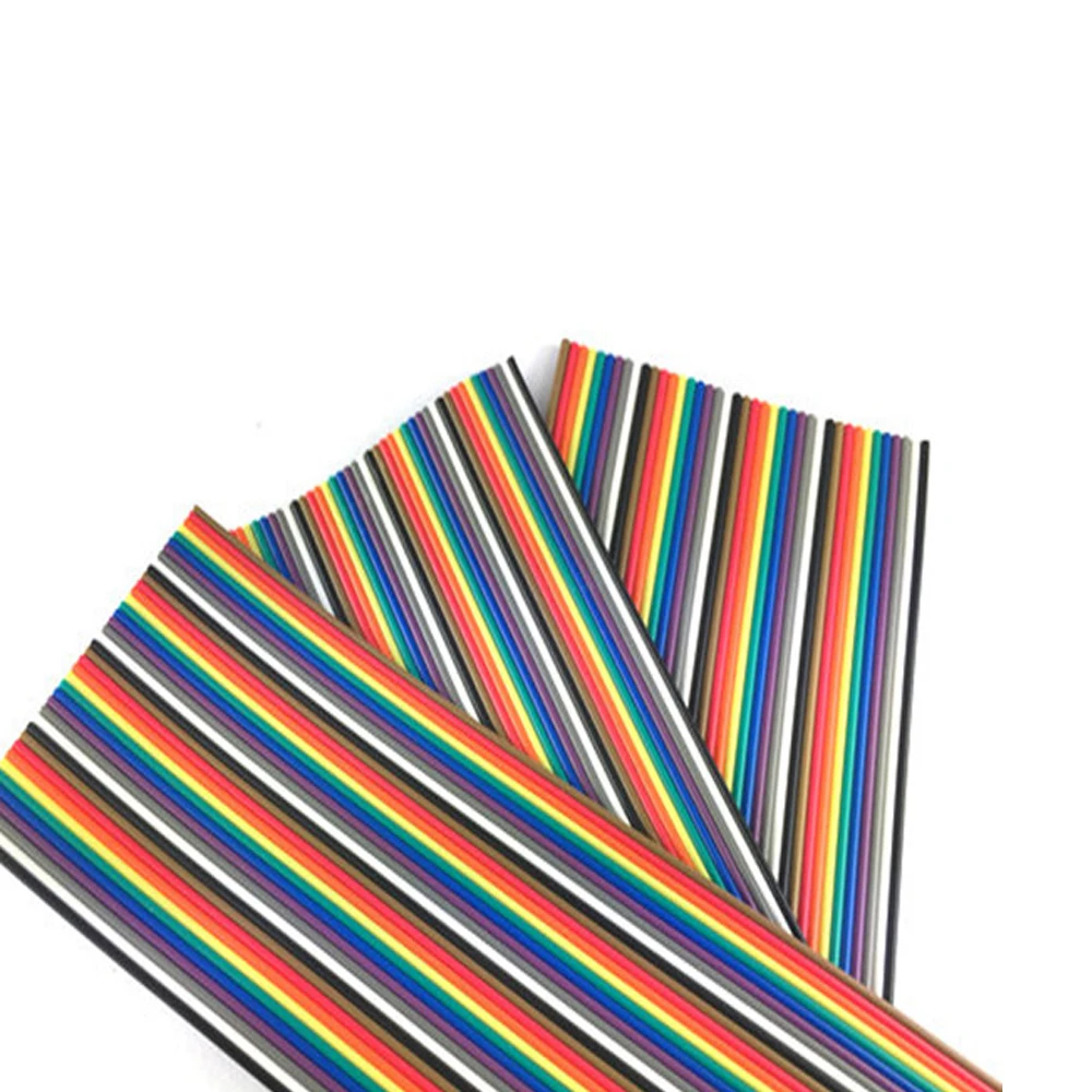 Rainbow Ribbon Cable Premium Standard 28AWG Pitch 12/14/16/ 20/26/30/34/40 Pins Flat Wires Colorful Rainbow Ribbon Cable