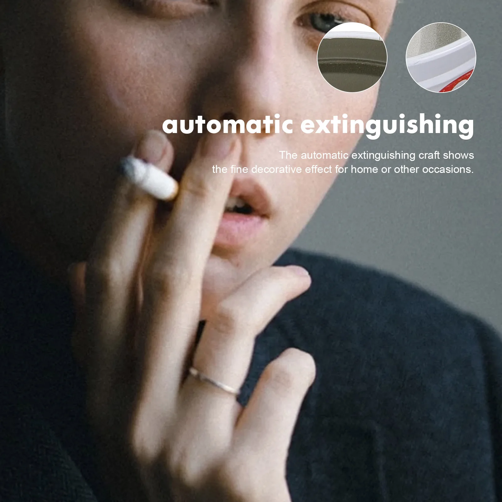 

Windproof Automatic Extinguishing Ashtray Metal Tinplate Desktop Tabletop For Home Office Bar Indoor Outdoor Use